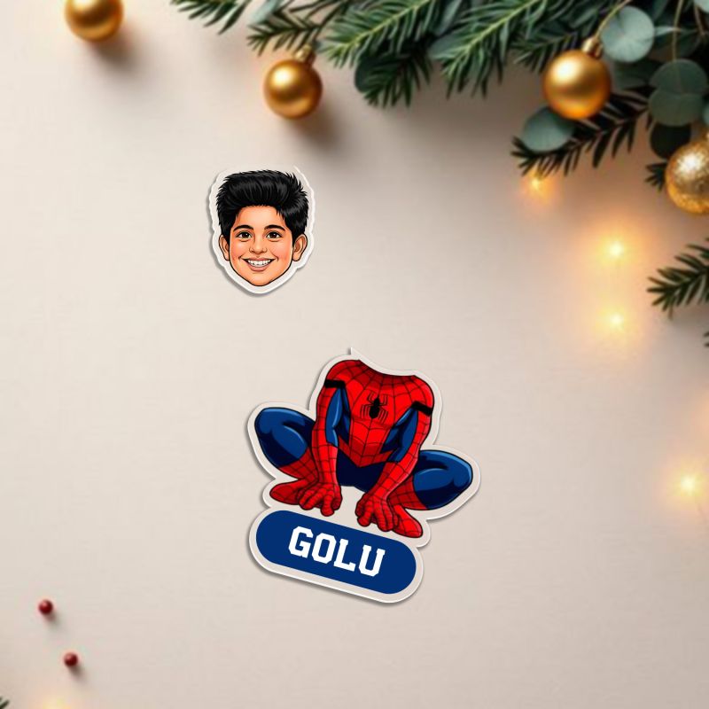 Personalized Spiderman Theme Bobblehead Caricature with Shaking Head for Car Dashboard & Tabletop Decor Custom with Funny Face & Name Birthday Return Gift